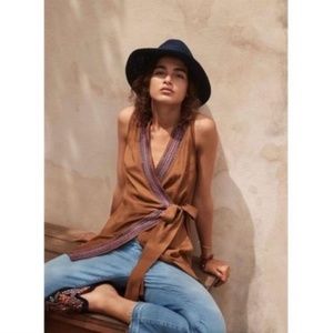 Anthropologie Maeve Liviana Embroidered Wrap Top